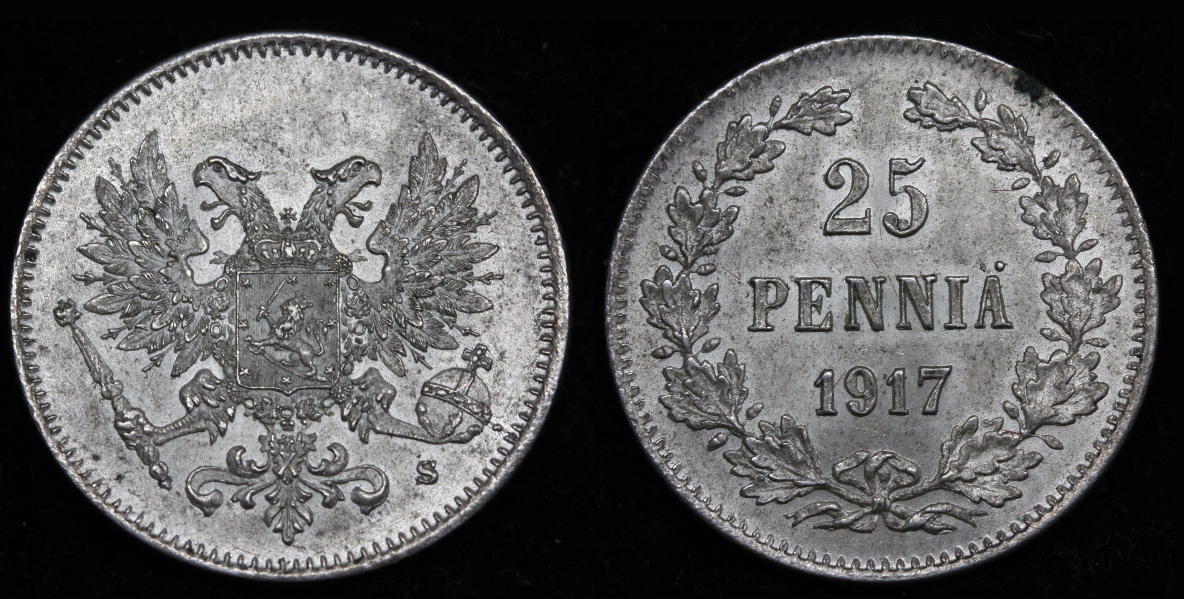 25 пенни 1917 год "S" (без короны)