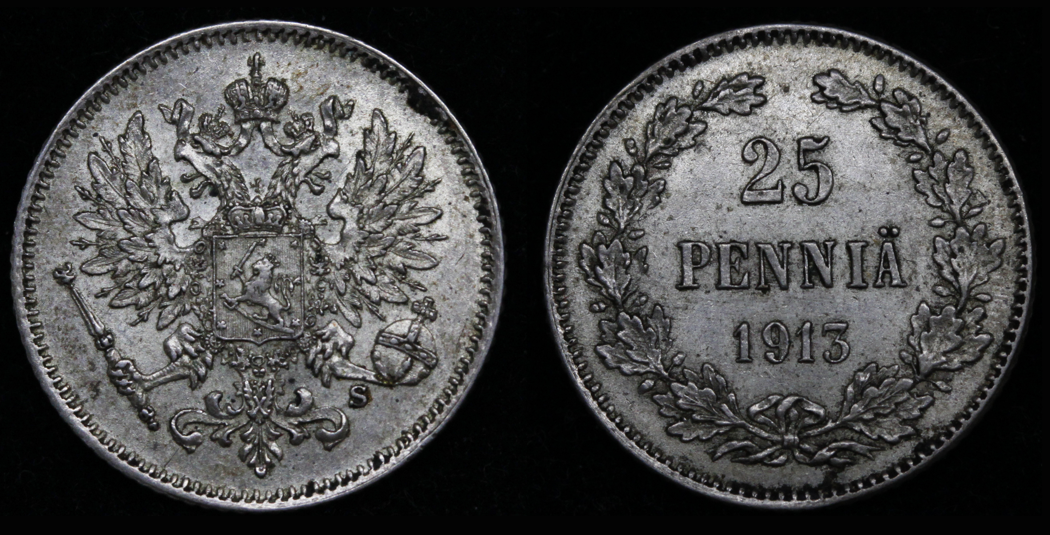 25 пенни 1913 год "S"