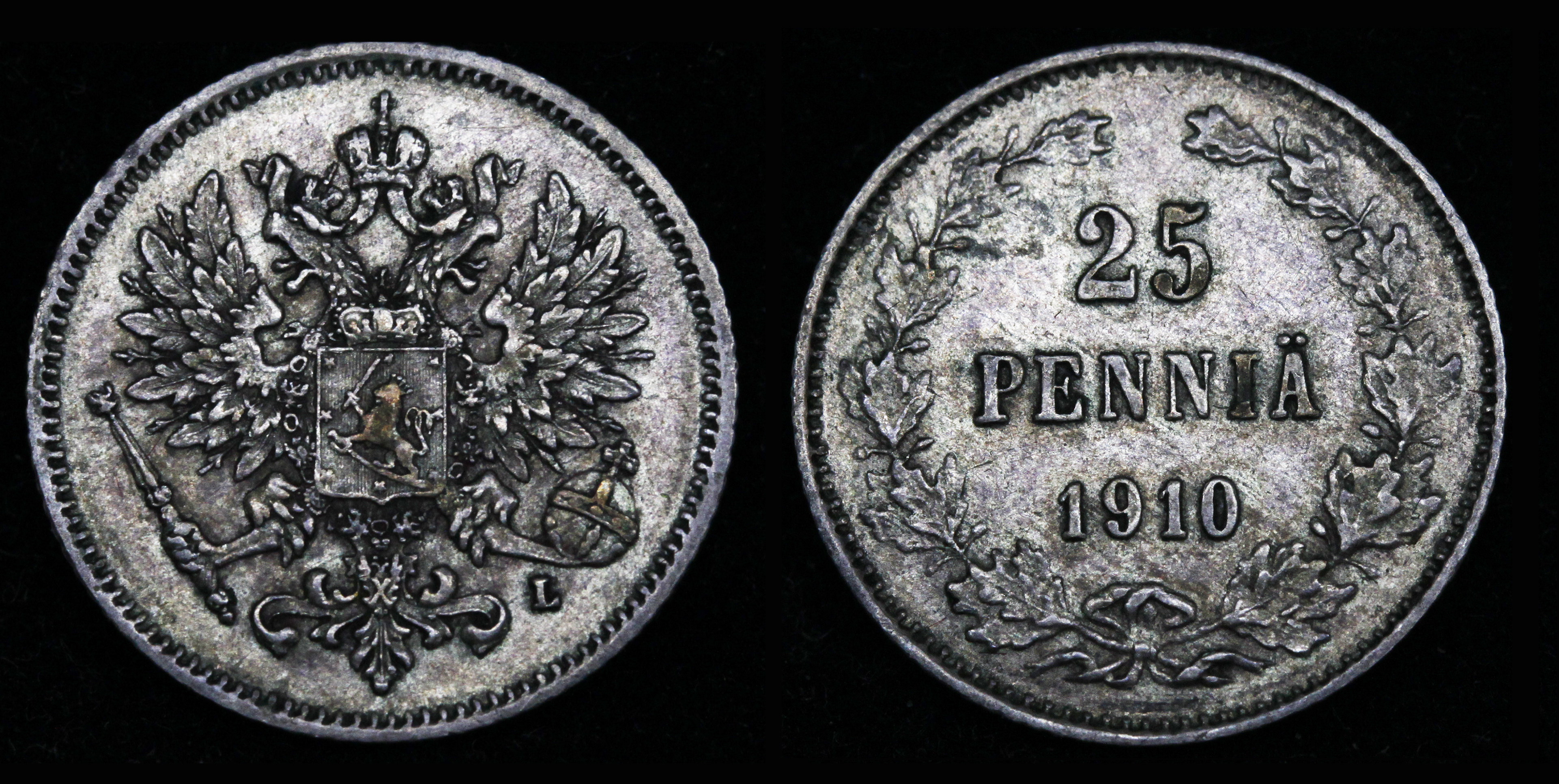 25 пенни 1910 год "L"