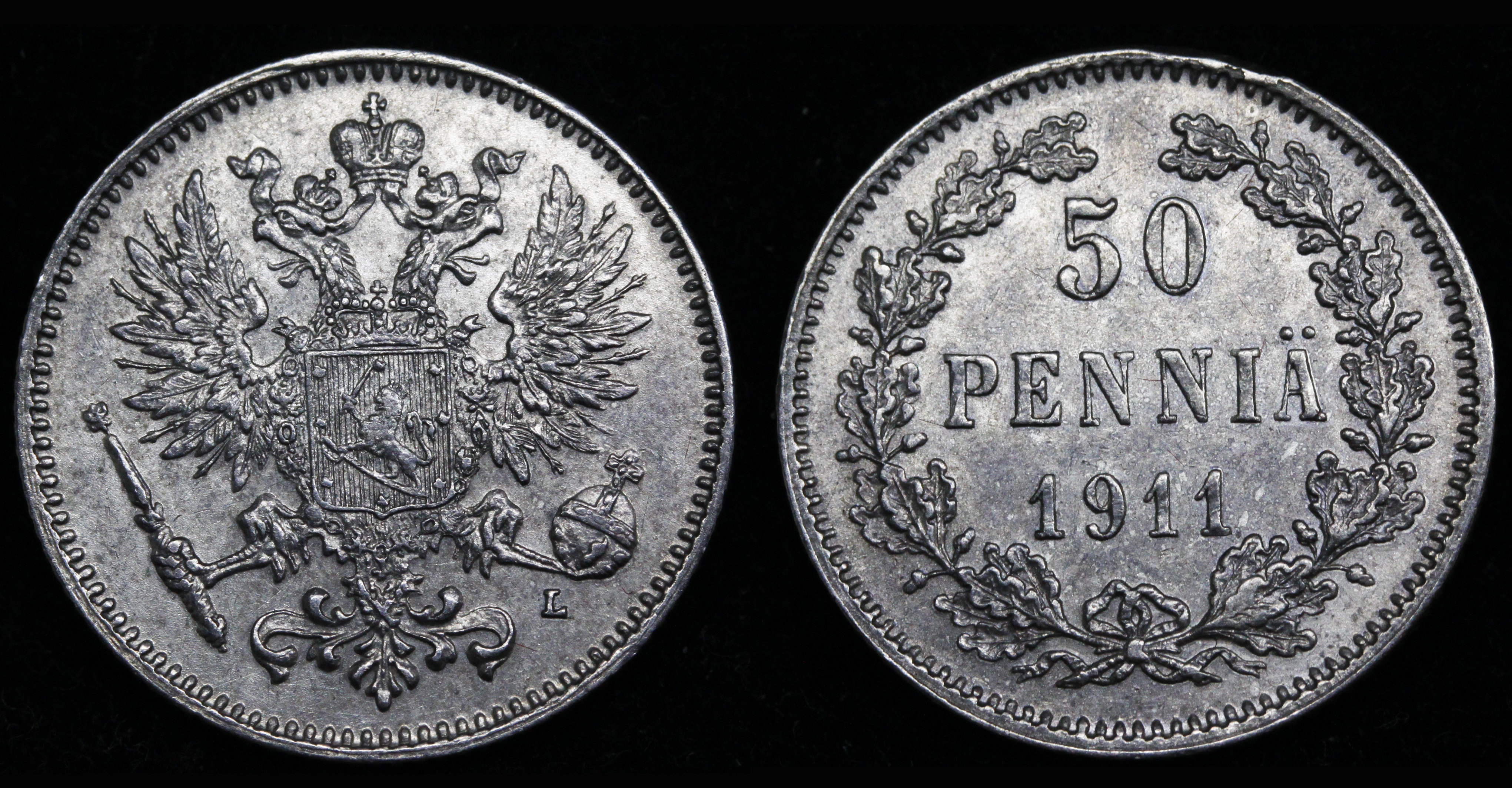 50 пенни 1911 год "L"