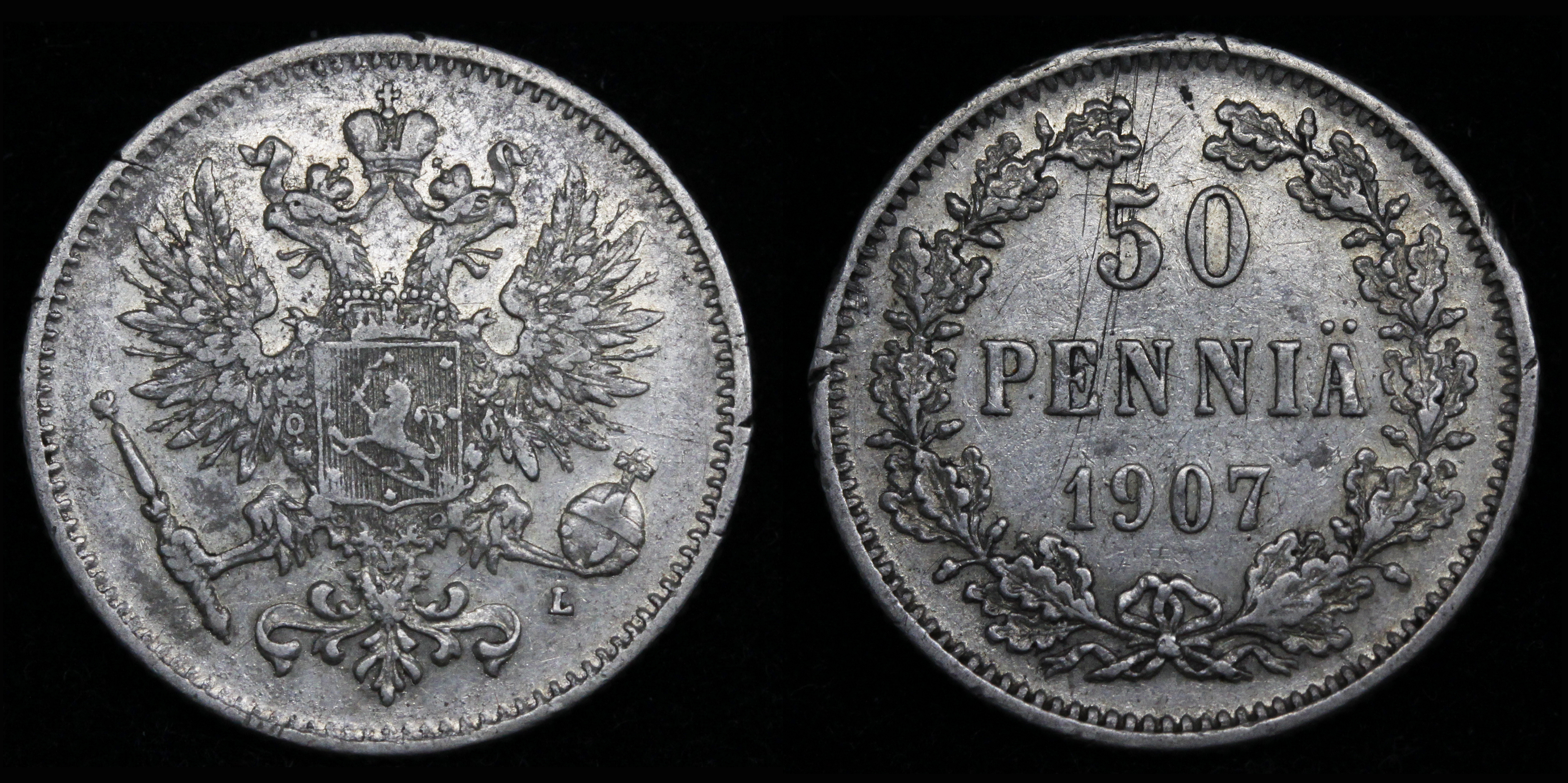 50 пенни 1907 год "L"