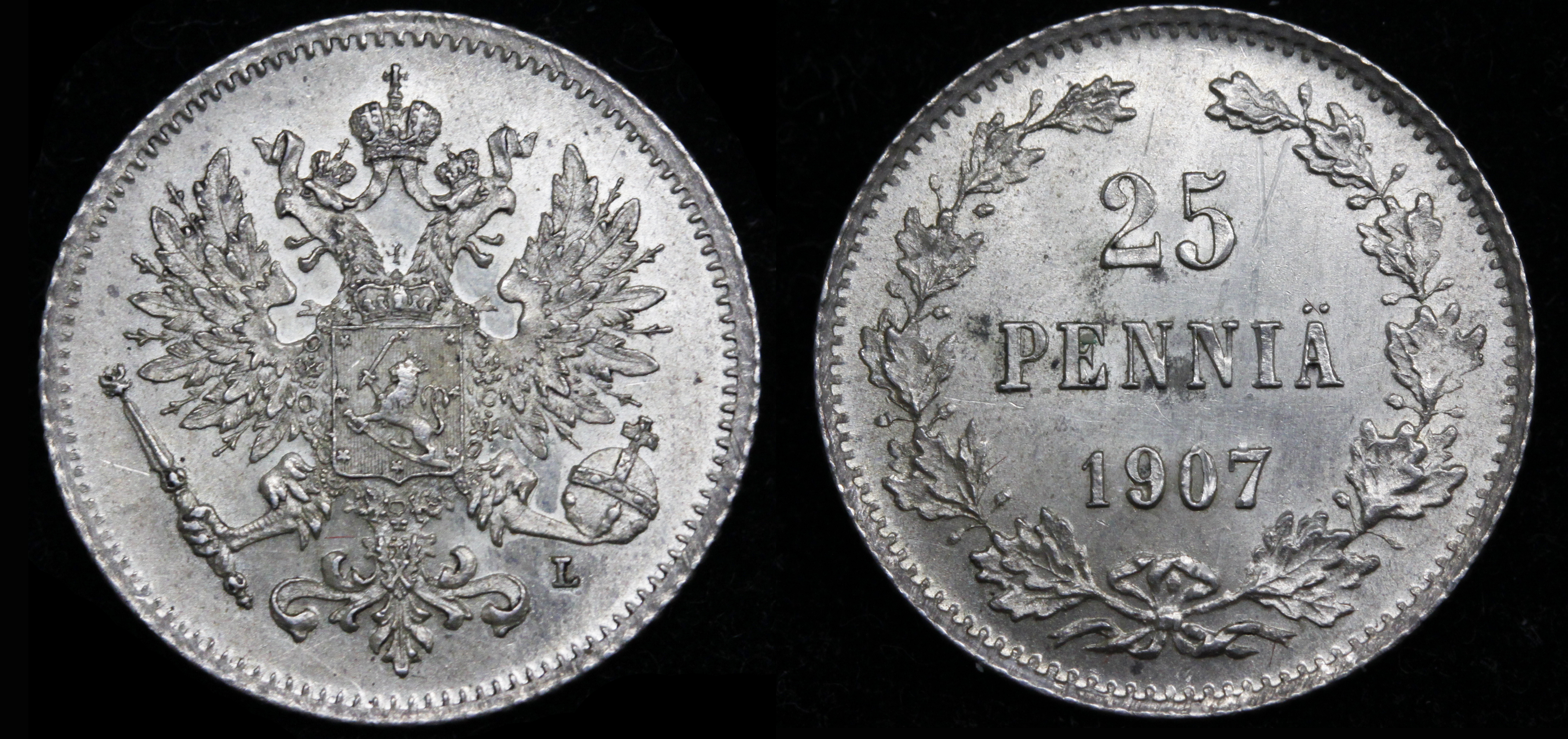 25 пенни 1907 год "L"