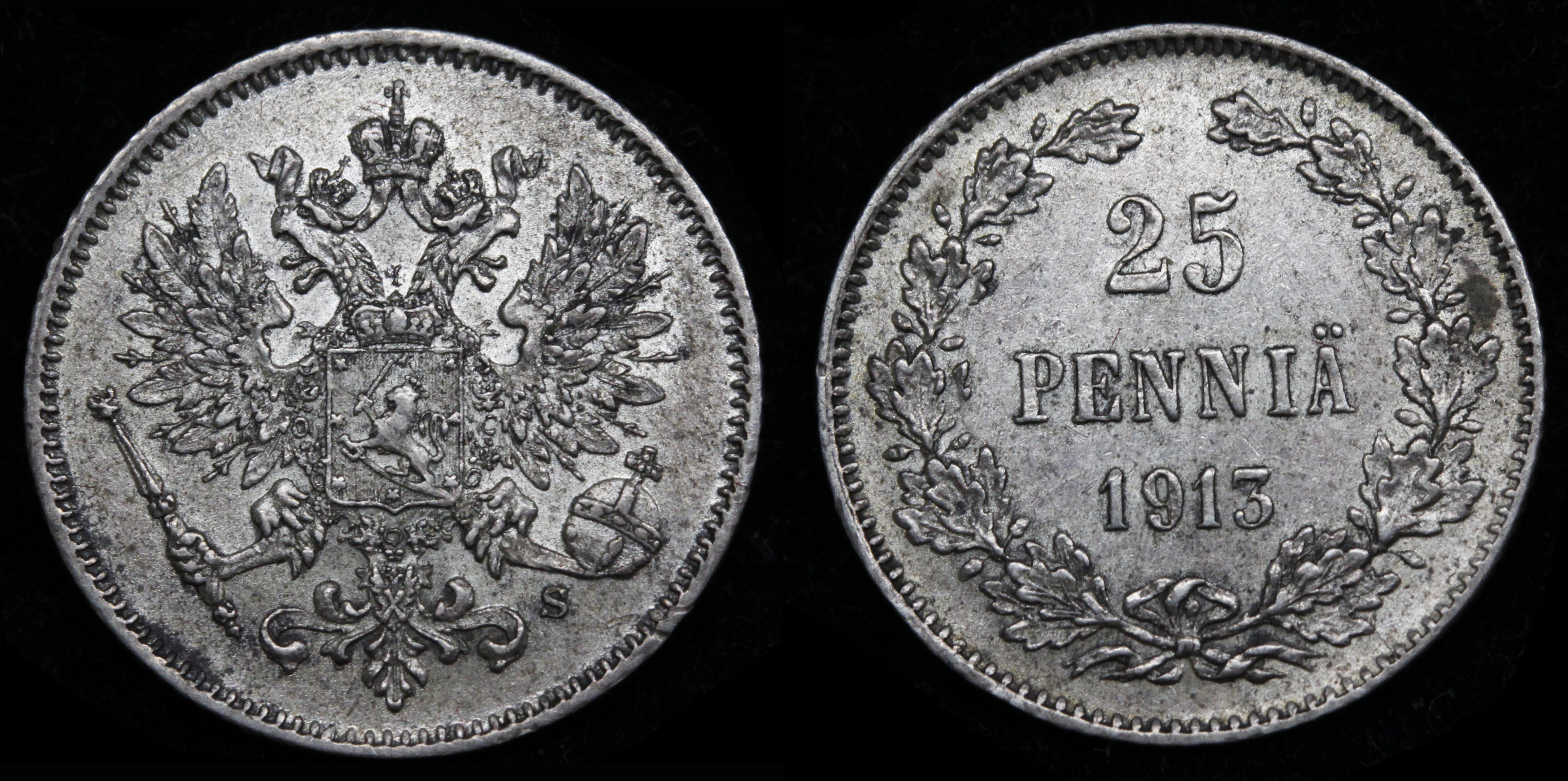 25 пенни 1913 год "S"