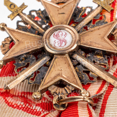 Знак ордена Св. Станислава 3 - й ст с мечами на ленте (1911 - 1916 гг). "Эдуард" - "ВД".