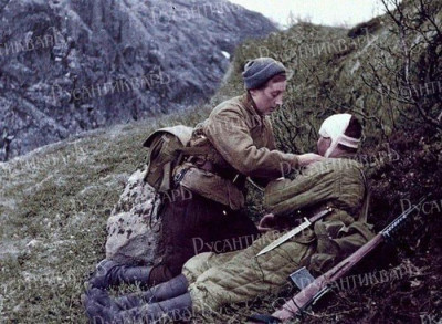 Сандружинница Зорина Н., награжденная орденом Красного знамени, 1942 г., Северный флот.jpg