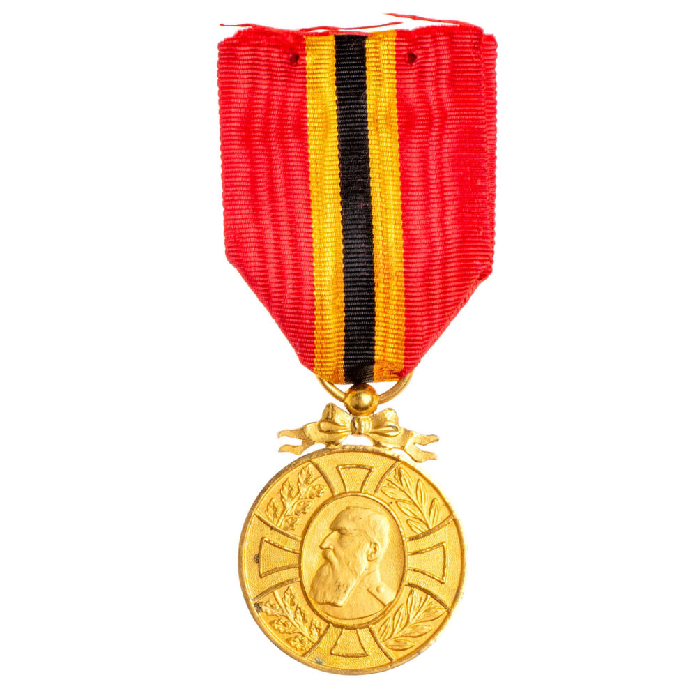 Бельгия. Медаль в честь 40 - летия правления короля Бельгии Леопольда II.