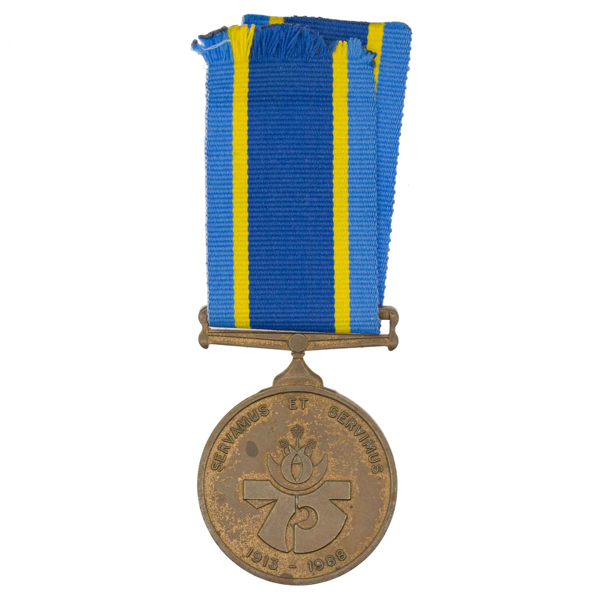 ЮАР. Медаль в память о 75 годовщине полиции 1913 - 1988 гг  № 237320 FBR KST.